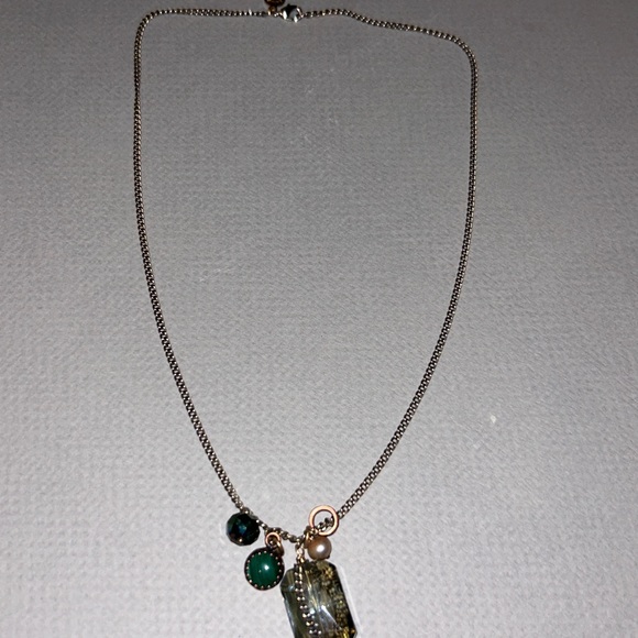 Janna Conner - 18k Gold Plated Charm Necklace w/ aquamarine crystal - Picture 2 of 5